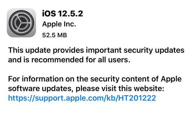 韩城苹果手机维修分享iOS12.5.2发布，建议所有老苹果用户安装 